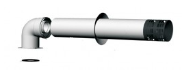Komín DN 60/100 včetně přírubového kolena,vodorovný, Al/plast