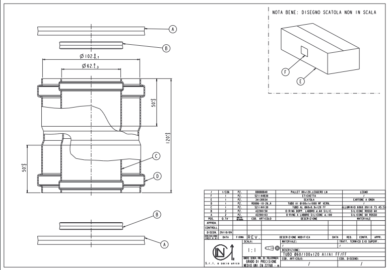 Spojka DN 60/100 M/M, bílá