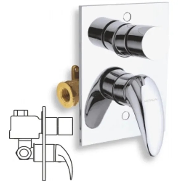 Vanová sprchová baterie s přepínačem Metalia 55 chrom