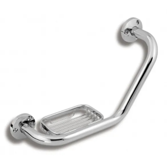 Lomené madlo k vaně s drátěnou mýdlenkou Metalia 1 chrom