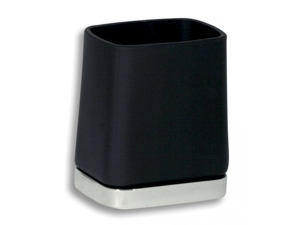 Držák kartáčků a pasty sklo Metalia 4 černá-chrom