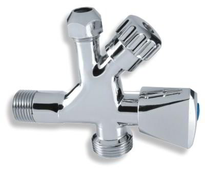 Kombinovaný roháček s ventilem pro pračku 1/2"x3/8"x3/4"