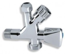 Kombinovaný roháček s ventilem pro pračku 1/2"x3/8"x3/4"