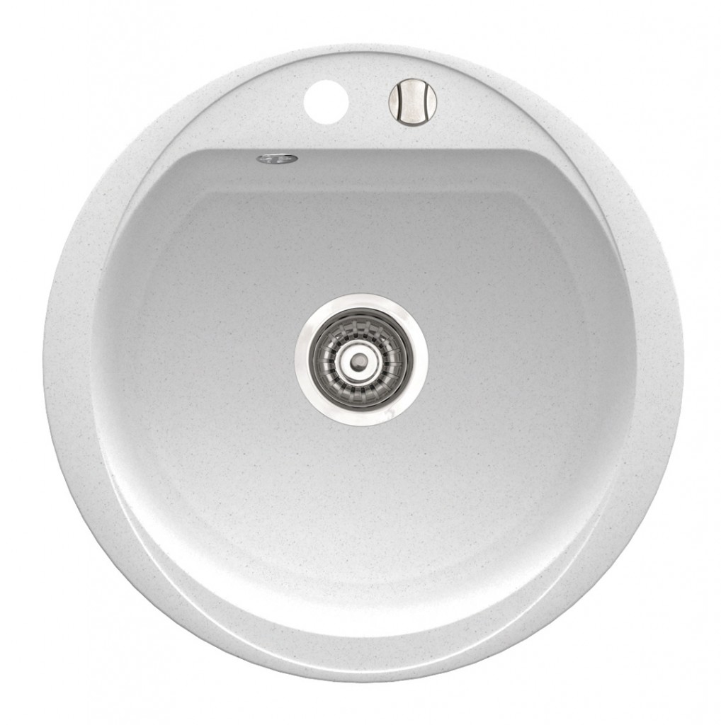 Granitový dřez, magranit bílá, s přepadem z dřezu