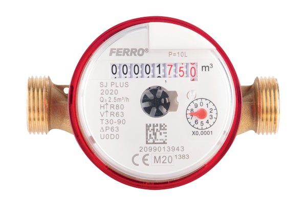 Vodoměr jednovtokový suchoběžný do 90C 1/2" pro vysílač RSS