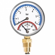 Termomanometr 80mm 1/2" RADIÁLNÍ 0-6bar