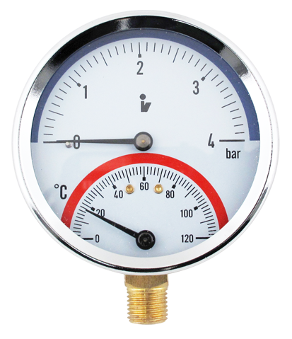 Termomanometr *80  0-4bar  120st (SPODNÍ/ZADNÍ)