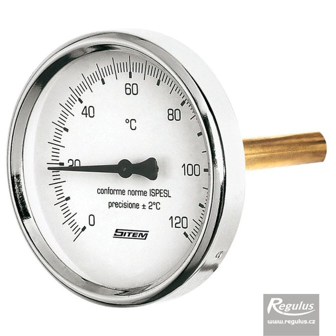 Teploměr 0-120°C s jímkou (l= 45, 1/2"), zadní, d=63 mm