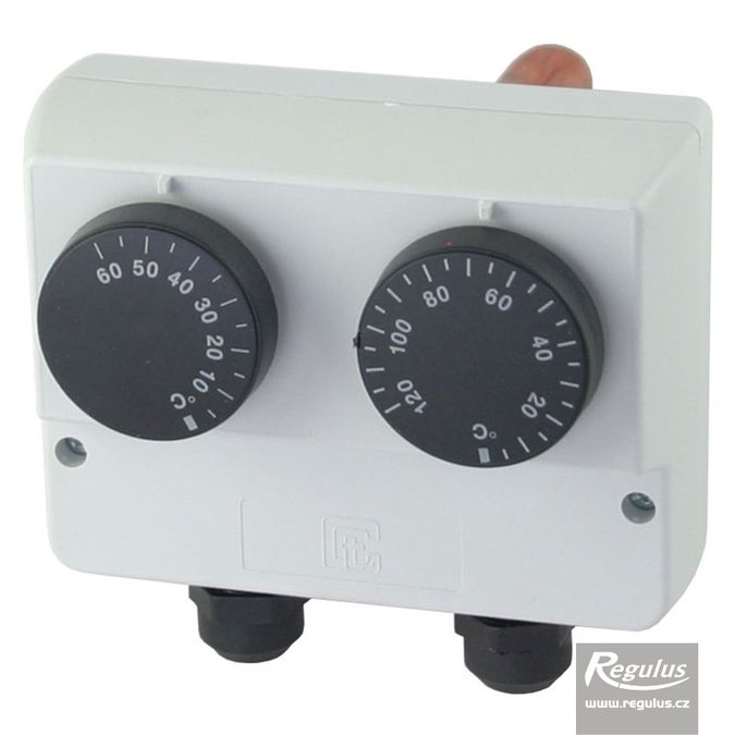 Termostat prov. zakryt. s jímkou dvojitý 0-60/30-120°C