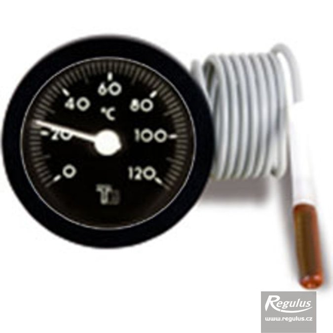 Teploměr 0-120°C, kapilára 1 m, d=57,5 mm, černý