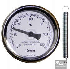 Teploměr 0-120°C příložný s připevňovací pružinou, d=63 mm