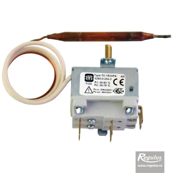 Termostat prov., dvoustupňový 39-78/46-85°C, kapilára 1 m