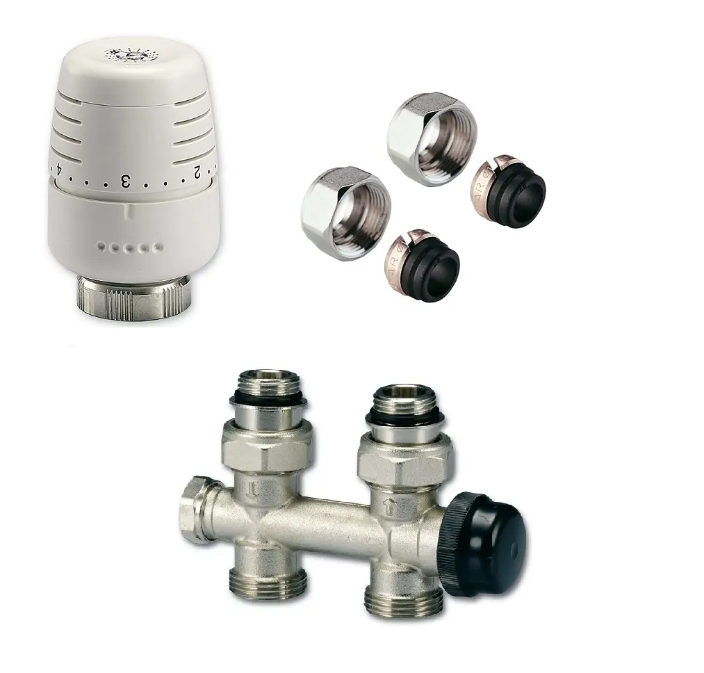 KIT M - Ventil IVAR - termostatická a regulační armatura - s přednastavením - 1/2"xEK; 16x2; přímé