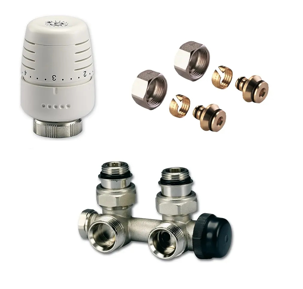 KIT M - Ventil IVAR - termostatická a regulační armatura - s přednastavením - 1/2"xEK; 16x2; rohové