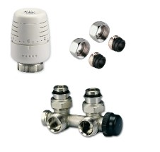 KIT M - Ventil IVAR - termostatická a regulační armatura - s přednastavením - 1/2"xEK; 15x1; rohové