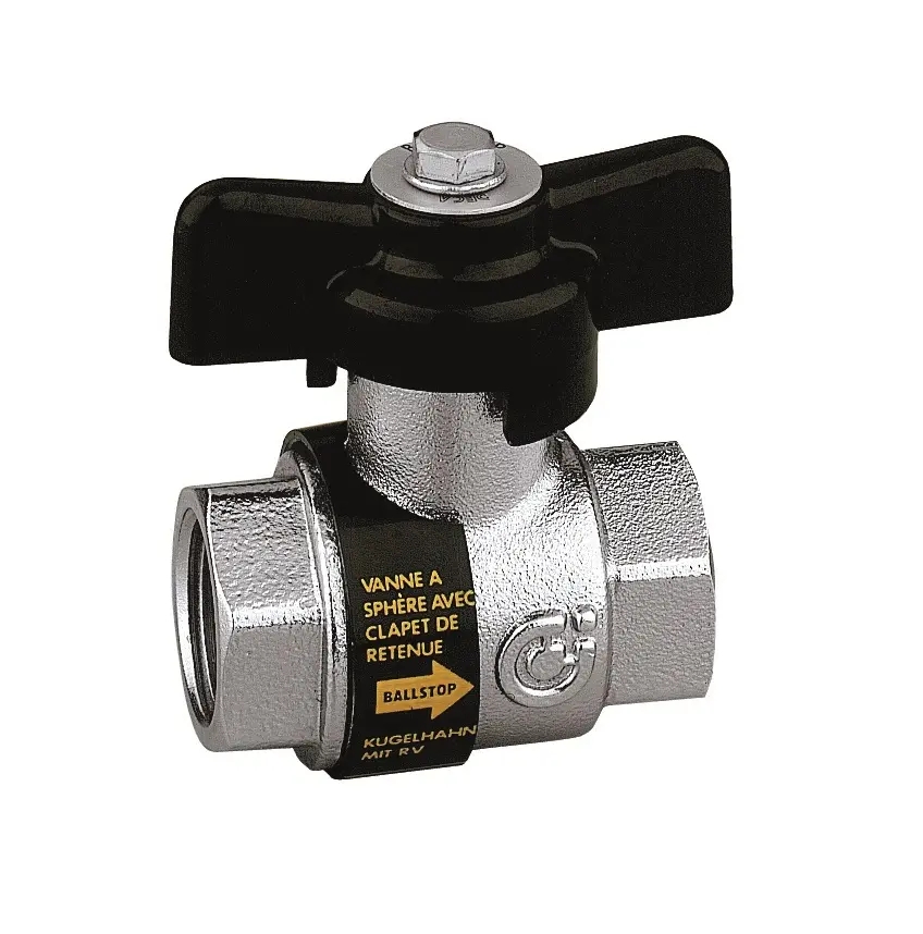 Kulový uzávěr voda - se zpětným ventilem - 3/4"FF; motýl