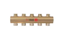 Rozdělovač - osazený regulačními šroubeními - 5/4"xEK; 9cestný; mosaz