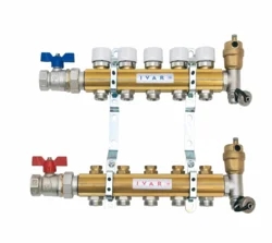 Sestava rozdělovač/sběrač - skříň P-KLASIK 4 - 5/4"xEK; 11cestný; mosaz
