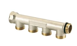 Rozdělovač - s vývody EK - 3/4"xEK; 2cestný; nikl