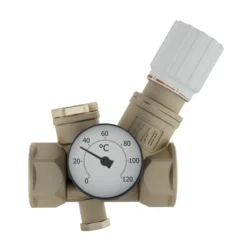 Termostatický vyvažovací ventil - pro rozvody TV - 3/4"F; regulace teploty a mechanický BY-PASS