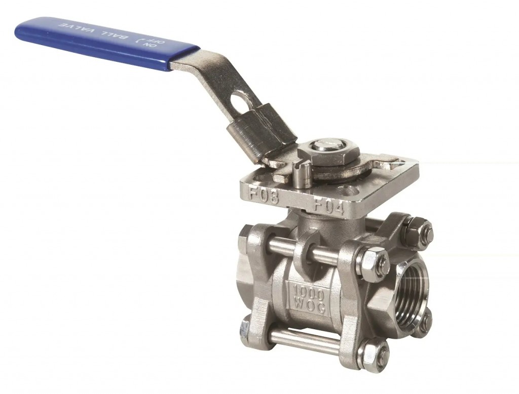 Kulový uzávěr závitový - série C3 nerez třídílný - 3"; L=182mm