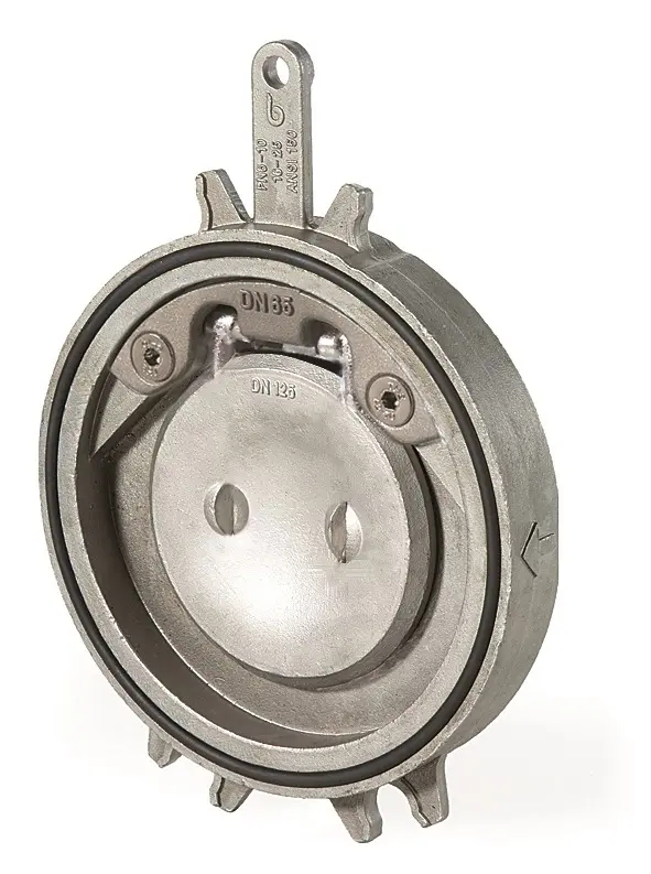 Mezipřírubová vodorovná zpětná klapka - série 06 nerez - bez pružiny - DN 200; L=36mm