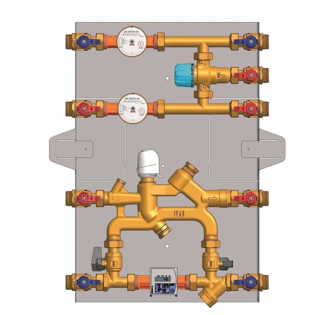 Bytová měřicí sestava - bez skříně - topení Kv 2,25; Qn 1,5m³/h; voda Qn 1,5m³/h; 110mm