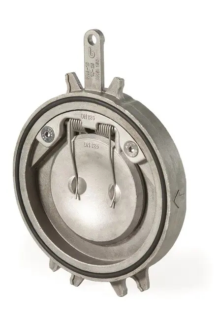 Mezipřírubová vodorovná zpětná klapka - série M6 nerez - s pružinou - DN 250; L=38mm