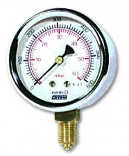 Manometr radiální pro plyn - 0-100mbar/mm H₂O