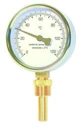 Teploměr radiální - 0 °C až +120 °C; spodní napojení 1/2"M; D 80; L 100mm