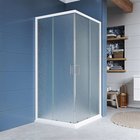 Kora sprchový kout obdélníkový, 90x80x185 cm, bílý ALU, sklo Grape 5 mm