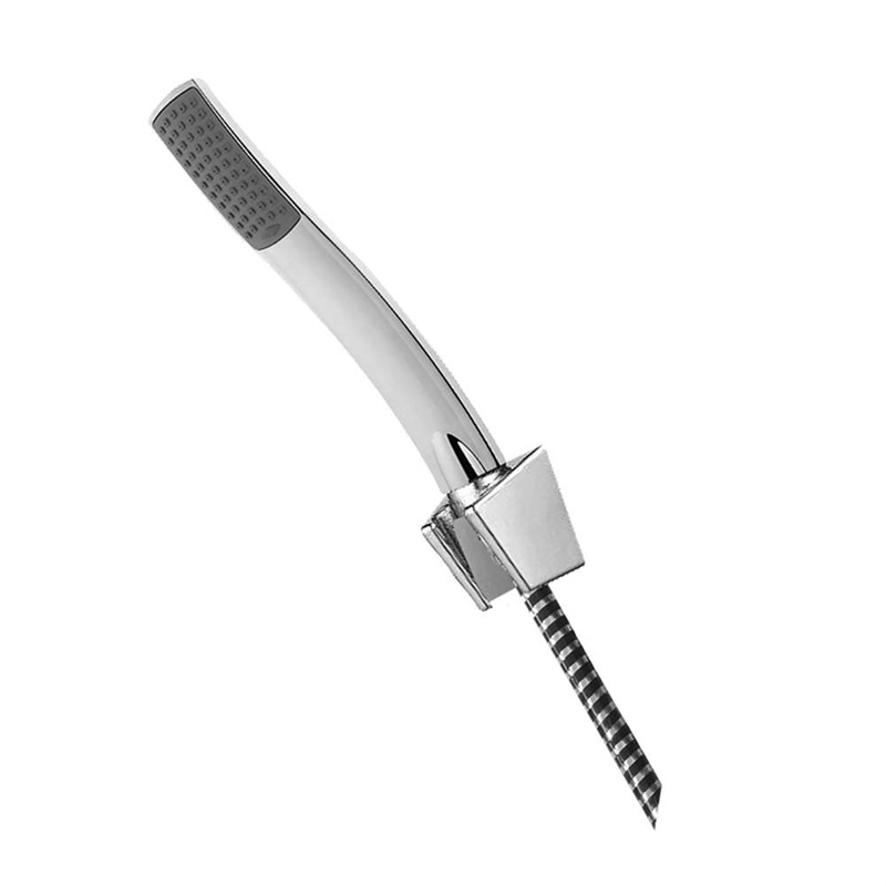 Ruční sprcha plast. jednopolohová s držákem a sprchovou hadicí, černá - chrom