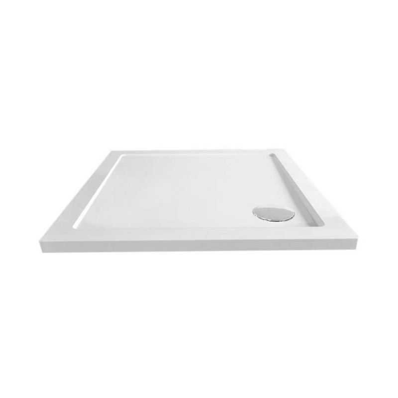 Sprchová vanička, čtverec. 90x90x4 cm, SMC , bílá, bez nožiček, vč. sifonu pr. 90 mm