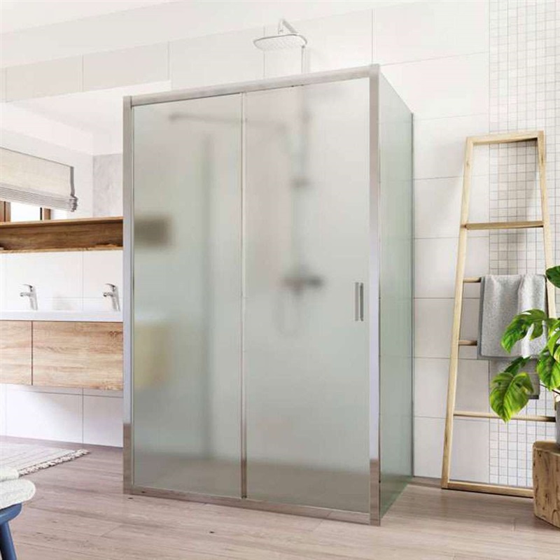 Lima sprchový kout, 90x100x90x190 cm, pev.díl x zasunovací dveře x pev.díl, chrom ALU, Point