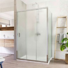 Lima sprchový kout, 90x80x190 cm, 3D zasunovací dveře a pevný díl, L/P, chrom ALU, Point