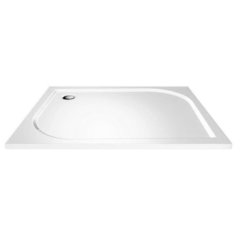 Sprchová vanička, obdélník, 110x90x3 cm, litý mramor, bílá, bez nožiček, gelcoat