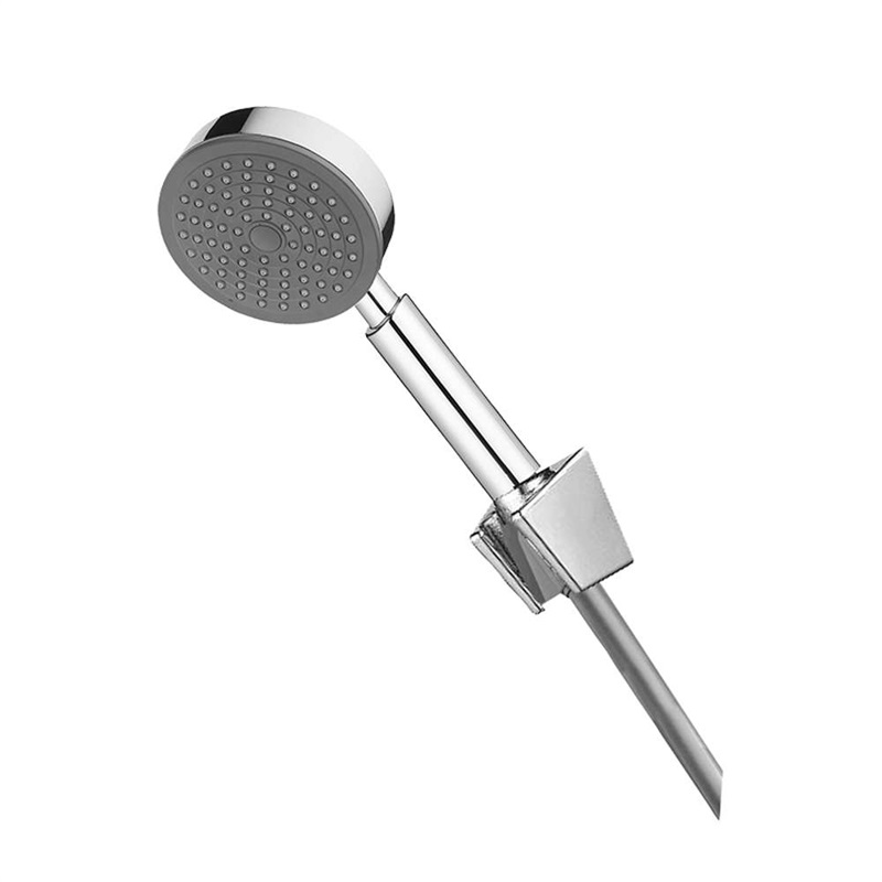 Ruční sprcha plast. jednopolohová s držákem a sprchovou hadicí,šedostříbrná,systém zabraňující překr