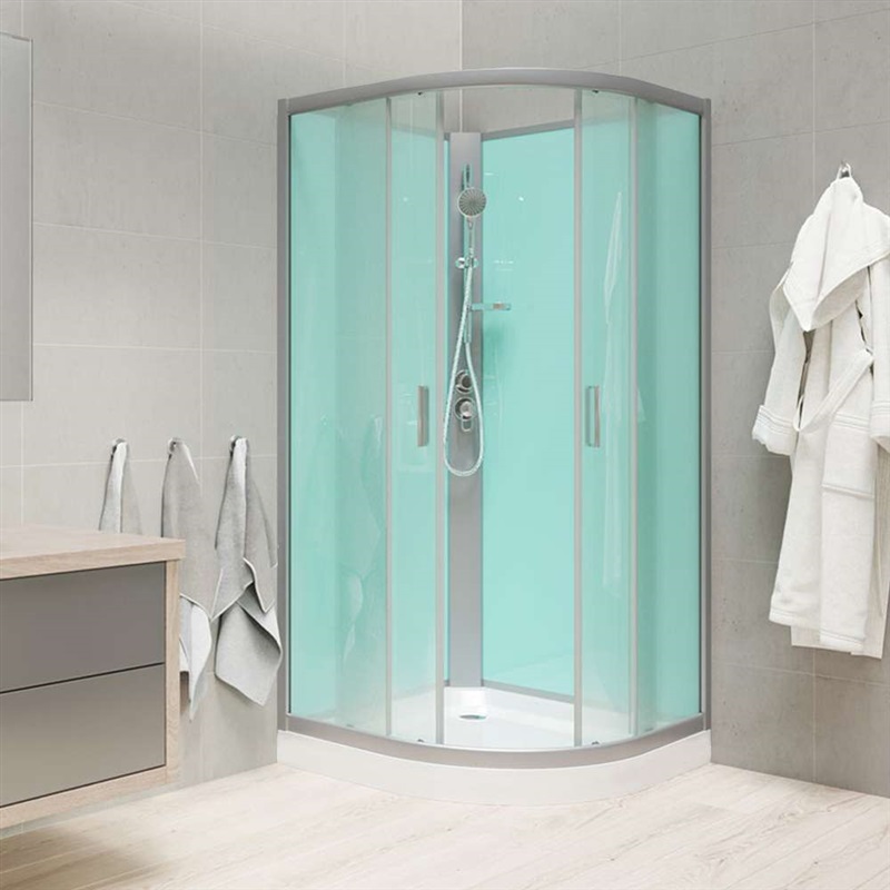 Sprchový box, R550, 90x90x204 cm, satin ALU, sklo Point, SMC vanička, bez stříšky