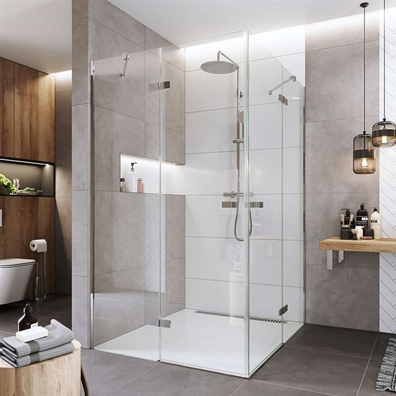 Novea sprchový kout, čtverc., 80x80x200 cm, L/P, chrom ALU, sklo čiré 6/6 mm, vstup rohem