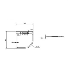 Sprchová vanička, hran. kryt sif., čtvrtkruh, 90x90x3 cm, litý mramor, vč. sifonu, bílá, bez nožiček