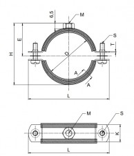 Objímka dvoušroubová M8/M10, 193-203mm, pozink