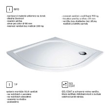 Sprchový set, spr. kout CK35121Z 90x90x185cm, bílý ALU, Grape, CV05M, vč. sifonu, bez nožiček