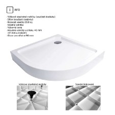 Sprchová vanička R550, 90x90x14 cm, SMC, bílá, včetně nožiček a sifonu ø 90 mm
