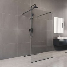 Novea sprchová stěna Walk in Black 90 x 200 cm, sklo 8mm, lišta ke stěně, 1 upevňovací rameno. EASY
