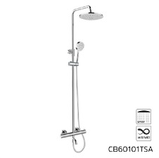 Sprchový set: Termos. vanová baterie se sprchovou soupr., hadicí, ruční a taliř. kul. sprch. Ø 235 m