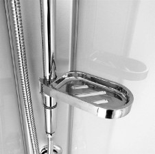 Sprchový box, R550, 90x90x203 cm, satin ALU, sklo Point, záda bílá, litá vanička, bez stříšky, s bat