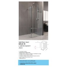Novea sprchová stěna 350mm s rohovým profilem  k WI  koutům, výška 200 cm, sklo 8mm, EASY CLEAN