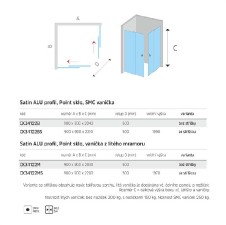 Sprchový box, čtvercový, 90x90x203 cm, satin ALU, sklo Point, litá vanička, bez stříšky, s baterií