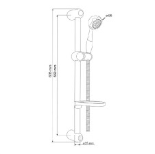 Sprchová souprava, pětipolohová sprcha, nastavitelný držák, dvouzámková nerez hadice, chrom/ plast