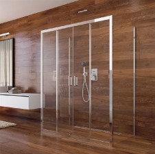 Lima sprchový kout, 100x150x100x190 cm, pev.díl x 4D zasunovací dveře x pev.díl, chrom ALU, sklo čir